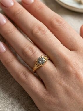 Yellow Gold Round CZ Solitaire 6.75